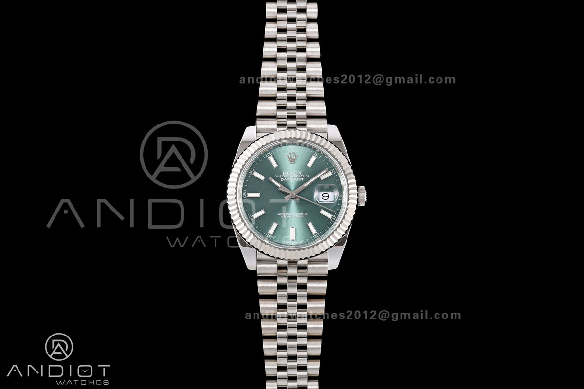 DateJust 41 126334 RICH 1:1 Best Edition Mint Green Stick Dial on Jubilee Bracelet JH3235 (Free Sprung)